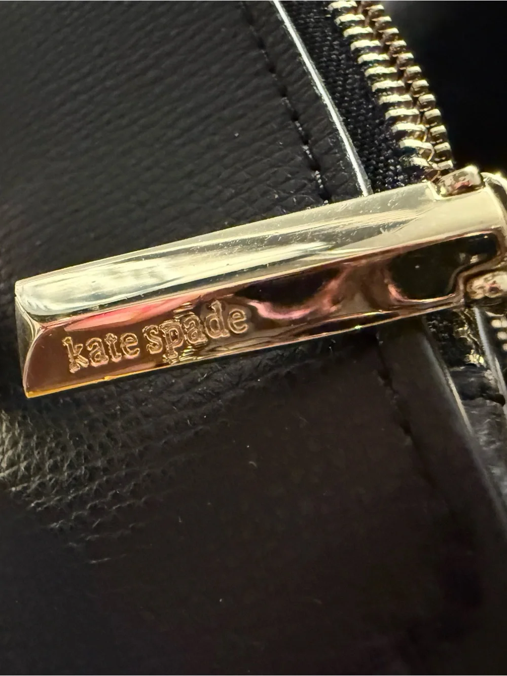 Brand New WOT!!  Kate Spade Black Pebbled Leather Shoulder Bag with Gold Logo